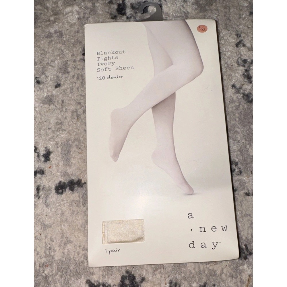 A New Day Womens Tights Sz Large / X-large L/XL 120 Denier Bone White New
